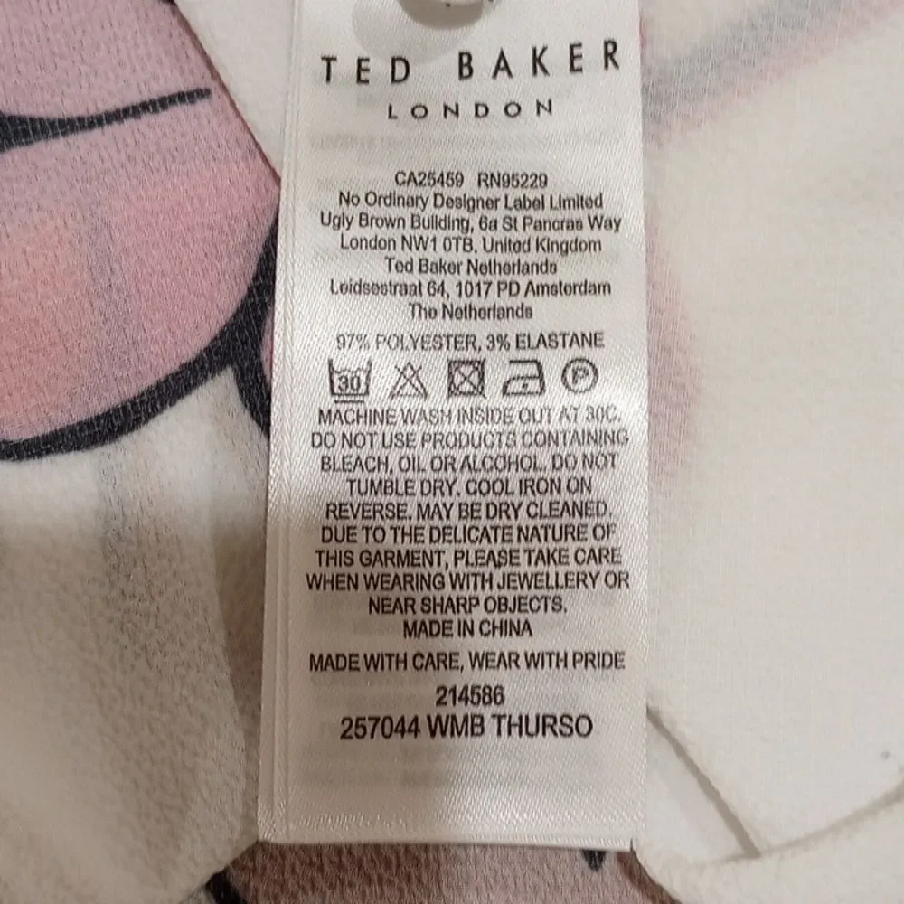 Ted Baker London Thurso Floral Print Stretch Woven Balloon Sleeve Blouse Size 4 - Picture 11 of 15